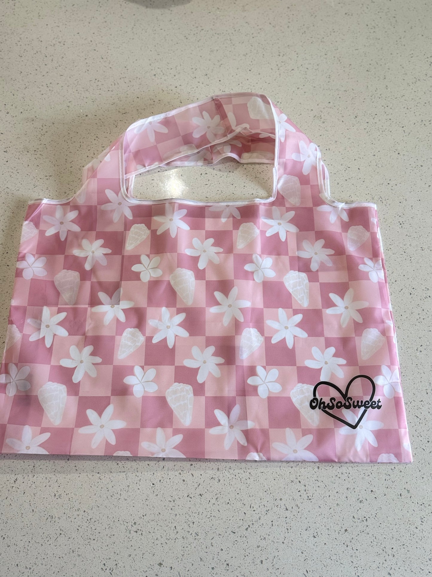 Pink Damier Shell Reusable Tote Bag