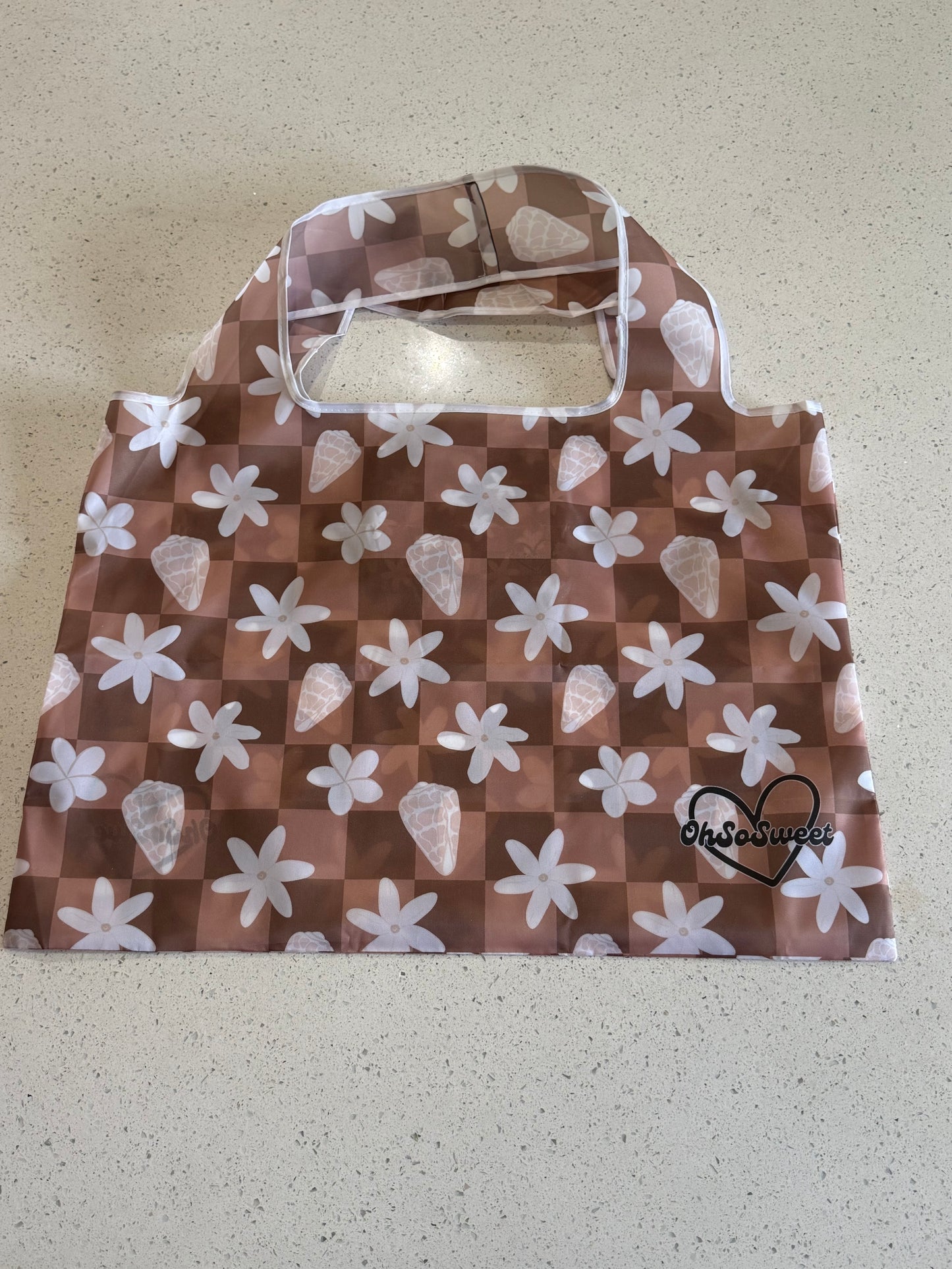 Brown Damier Shell Reusable Tote Bag