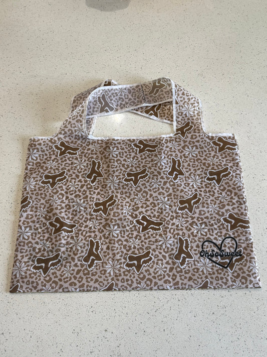 Brown Fox Leopard Reusable Foldable Bag
