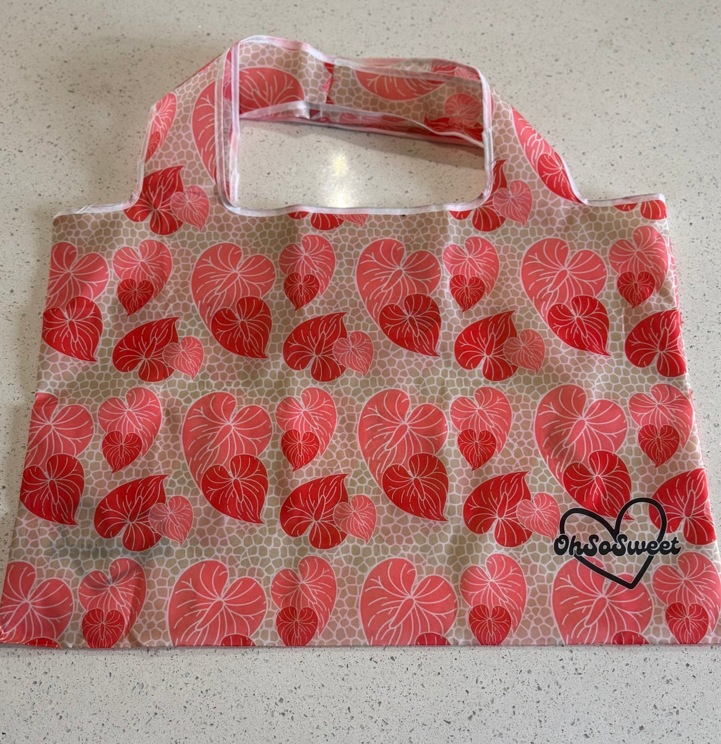 Coral Red Anthurium Reusable Tote Bag