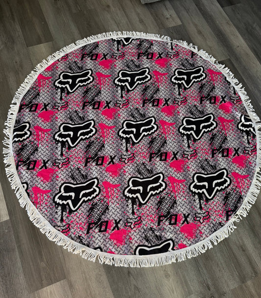 Pink Fox Steel Beach Towel Blanket
